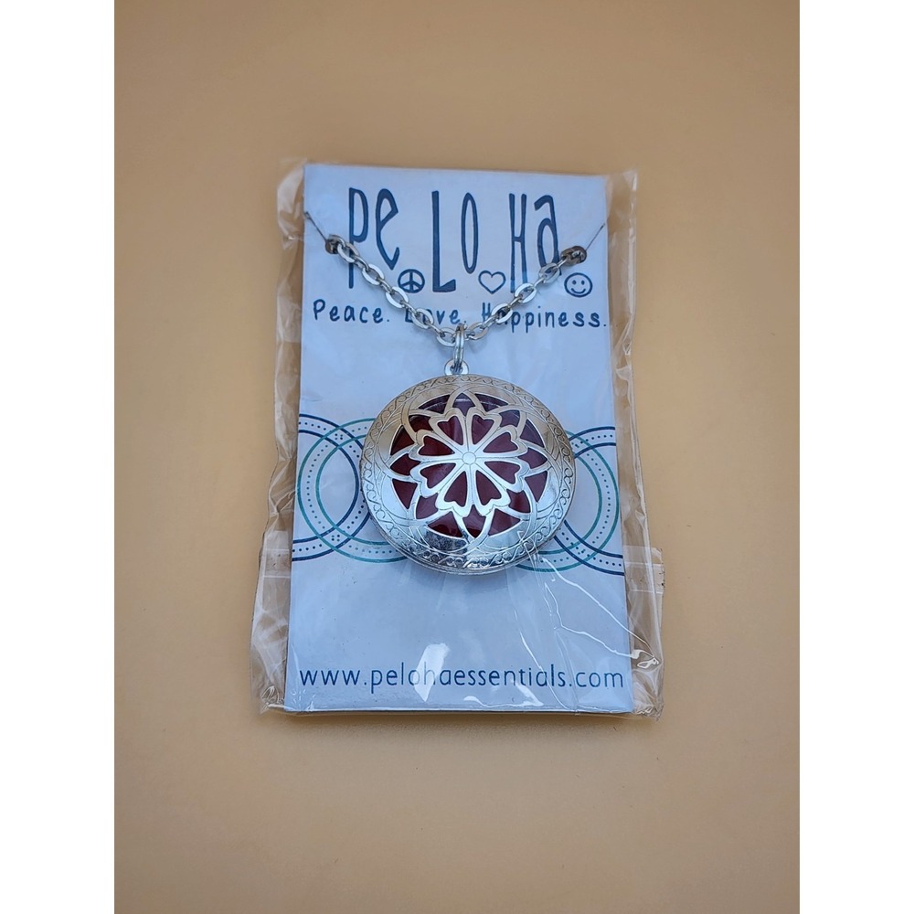 New PE LO HA Essential Oil Diffuser Necklace Aromatherapy Silver Tone FREE $HIP!